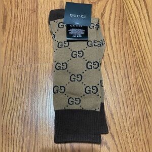 Luxury Tan & Brown Gucci Knee High Socks